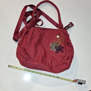 Stylish Red Women's Bag with Floral Embroidery